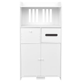 Bathroom Floor Storage Cabinet with Double Door Toilet Paper Storage Container Bathroom Organizer Furniture