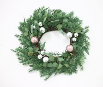 26 Inch Pine Needle Wreath With Balls