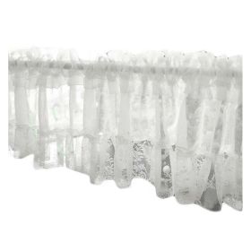 White Lace Door Curtain Doorway Short Curtain Flower Kitchen Half Curtain Partition Curtain Gauze Tier Cafe Curtain,59x15 inch