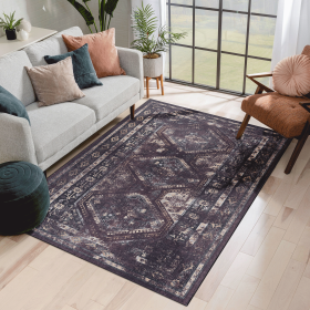 4x6 Area Rugs, Washable Rug, Low-Pile, Non-Slip, Non-Shedding, Foldable, Kid & Pet Friendly - Area Rugs for living room, bedroom, kitchen, dining room