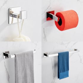 Strong Viscosity Adhesive 4 Pieces Bathroom Accessories Set Without Drilling Silver Brushed Towel Bar Set Holder Rack Robe Hook Tissue Toilet Paper Ho