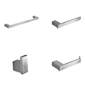 New 4 Pieces Bathroom Hardware Accessories Set Towel Bar Towel Holder Robe Hook Toilet Paper Holder Stainless Steel