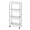 Storage Cart 4-Tier Slide Out Rolling Utility Cart Storage Organizer Shelf Rack, Mobile Shelving with 4 Storage Baskets for Kitchen Living Room Bathro