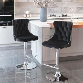 Furniture,Swivel Velvet Barstools Adjusatble Seat Height from 25-33 Inch, Modern Upholstered Chrome base Bar Stools with Backs Comfortable Tufted for