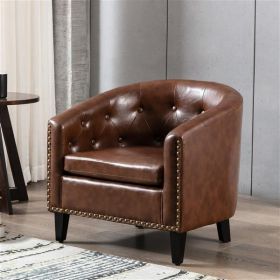 PU Leather Tufted Barrel ChairTub Chair for Living Room Bedroom Club Chairs