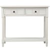 Console Table Traditional Design with Two Drawers and Bottom Shelf (Ivory White)