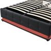 Tufted Upholstered Platform Bed with Hydraulic Storage System,Queen Size PU Storage Bed with LED Lights and USB charger, Black