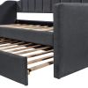 Upholstered Twin Daybed with Trundle,Black