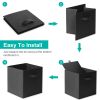 2 Sets Storage Bin Non-Woven Fabric Cube Organizer with Handle Foldable Cube Basket For Shelves Closet Living Room Bedroom Black