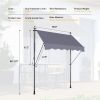 Manual Retractable Awning-118'' Non-Screw Outdoor Sun Shade Cover with UV Protection ‚Äì 100% Polyester Made Outdoor Canopy Adjustable Patio Door Wind