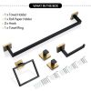 5 PC Bathroom Accessory Set in Black Gold Towel Bar Toilet Paper Holder Hook Towel Ring