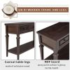 Classic Retro Style Console Table with Three Top Drawers and Open Style Bottom Shelf, Easy Assembly (Espresso)