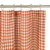 HIG Farmhouse Rust / Taupe with Ivory Buffalo Plaid Shower Curtain, Boho Rustic Decorative Bathroom Curtain with Buttons, Vintage Natural Textured Cot