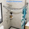 Curved Shower Curtain Rod Stainless Steel Rod L Shaped Stretchable Rod Bathroom Tub Closet Corner Rack Silver