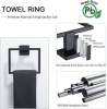 5 PC Bathroom Accessory Set in Matte Black Towel Bar Toilet Paper Holder Hook Towel Ring