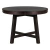 Farmhouse Round Extendable Dining Table with 16" Leaf Wood Kitchen Table (Espresso)