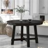 Farmhouse Round Extendable Dining Table with 16" Leaf Wood Kitchen Table (Espresso)