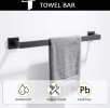 5 PC Bathroom Accessory Set in Matte Black Towel Bar Toilet Paper Holder Hook Towel Ring