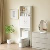 Over The Toilet Storage Cabinet, Farmhouse Storage Cabinet Over Toilet with 2 Barn Door & Toilet Paper Holder Stand,Home Space-Saving Toilet Rack,for