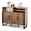 Home Wine Bar Cabinet with 3 Doors and Adjustable Shelves