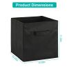 2 Sets Storage Bin Non-Woven Fabric Cube Organizer with Handle Foldable Cube Basket For Shelves Closet Living Room Bedroom Black