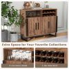 Home Wine Bar Cabinet with 3 Doors and Adjustable Shelves