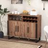 Home Wine Bar Cabinet with 3 Doors and Adjustable Shelves