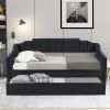 Upholstered Twin Daybed with Trundle,Black