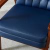 Mid Century Single Armchair Sofa Chair Retro Modern Solid Wood Armrest Chair, Fabric Upholstered Wooden Lounge Chair Navy