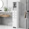 White Tall Bathroom Cabinet, Freestanding Storage Cabinet with 3 Drawers and Adjustable Shelf, MDF Board with Painted Finish