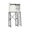 Over The Toilet Storage Cabinet, Bathroom Shelves Over Toilet with Sliding Barn Door,Adjustable Shelves and Side Storage Rack-White