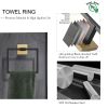 5 PC Bathroom Accessory Set in Black Gold Towel Bar Toilet Paper Holder Hook Towel Ring