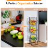 3-Tier Fruit Basket Stand with Adjustable Heights