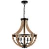 19" Farmhouse Wood Chandelier Light Fixtures