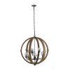 9- Light Globe Chandelier, Wood Chandelier Hanging Light Fixture with Adjustable Chain for Kitchen Dining Room Foyer Entryway, Bulb Not Included