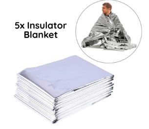 Emergency Blanket Outdoor Portable Thermal Double-sided Silver Survival (Option: Silver-140x210cm-5pcs)