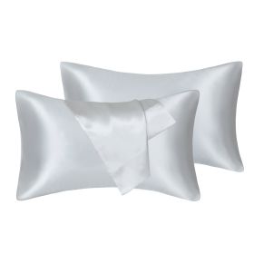 75D Satin Artificial Silk Pillowcase (Option: Silver-King 20X36in-1pcs)