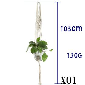 Flower Pot Net Bag Beige Cotton Rope Indoor Plant Hanger Hanging Basket Sling (Option: 16 Style)