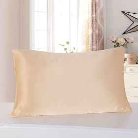 Pillowcase Satin Solid Color Simulation Silk Single Pillowcase Ice Silk Pillowcase (Option: Champagne-20x26inches-1PC)