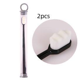 Ultra-fine Toothbrush Super Soft Bristle Deep Cleaning Brush Portable For Oral Care Tools Teeth Care Oral Cleaning Travel (Option: 2pcs Wavy black white)