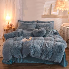 Luxury Thick Fleece Duvet Cover Queen King Winter Warm Bed Quilt Cover Pillowcase Fluffy Plush Shaggy Bedclothes Bedding Set Winter Body Keep Warm (Option: Light Blue-1.5M)