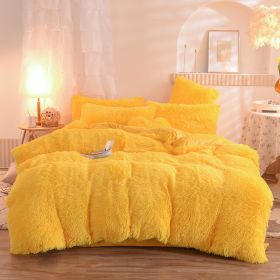 Luxury Thick Fleece Duvet Cover Queen King Winter Warm Bed Quilt Cover Pillowcase Fluffy Plush Shaggy Bedclothes Bedding Set Winter Body Keep Warm (Option: Yellow-2.0M)