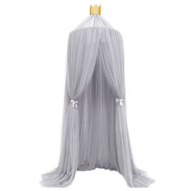 Elegant Color Home Mesh Mosquito Net Children Bed Canopy Netting Kid Baby BedroomGray (Color: Grey)