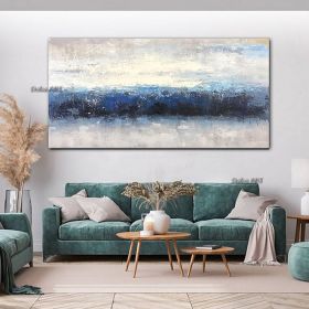 Handmade Oil Painting CanvasWall Art Decoration Abstract Knife Painting Landscape Bluefor Home Living Room hallway bedroom luxurious decorative painti (size: 150x220cm)