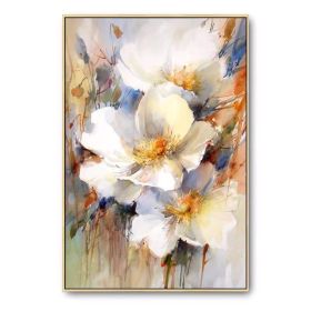 100% Hand Painted Abstract White Flower Oil Painting On Canvas Wall Art Frameless Picture Decoration For Live Room Home Decor (size: 50x70cm)