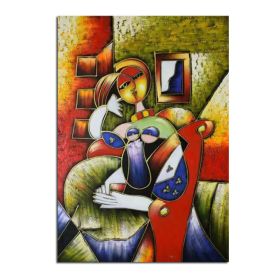 Copy World famous Oil Painting Abstract Portrait Lady By Pablo Picasso Wall Picture 100% Handmade Home Wall Decor Unique Gift (size: 50x70cm)