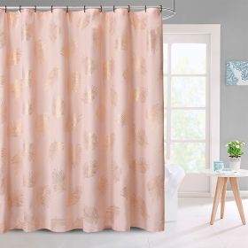 HIG Glitterr Foil Palm Tree Leaf Printed Shower Curtain, Modern Tropical Fabric Shower Curtains for Bathroom Decor, Decorative Shiny Bath Curtain, 72" (Color: Blush, size: 72x72 inches)