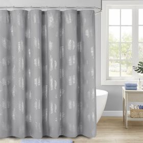 HIG Glitterr Foil Palm Tree Leaf Printed Shower Curtain, Modern Tropical Fabric Shower Curtains for Bathroom Decor, Decorative Shiny Bath Curtain, 72" (Color: Gray, size: 72x72 inches)