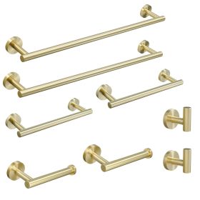 8 Pieces Bathroom Hardware Accessories Set Towel Bar Set,Wall Mounted,Premium Stainless Steel (Color: Brushed Gold)