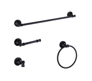 New 4 Pieces Bathroom Hardware Accessories Set Towel Bar Set,Wall Mounted,Premium Stainless Steel. (Color: Black)